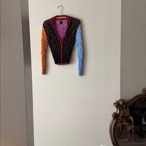 Brain Dead Popcorn Pleated Top Multicolor Textured Long Sleeve Sculptural S/M